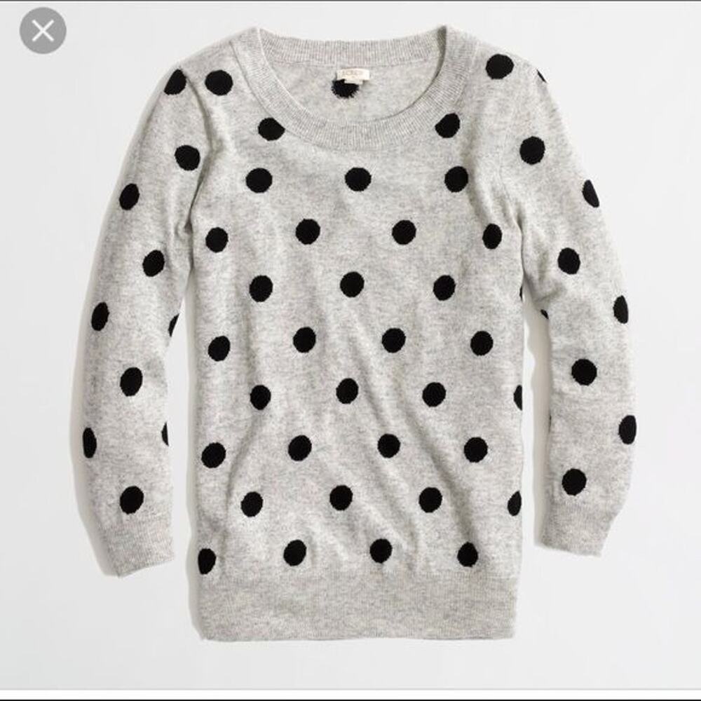 J. Crew Womens Merino Wool Blend Polka Dot Sweater Sz S Crew Neck Preppy Classic